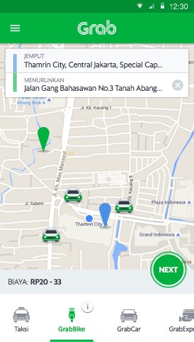 google maps tren ung dung grab bike