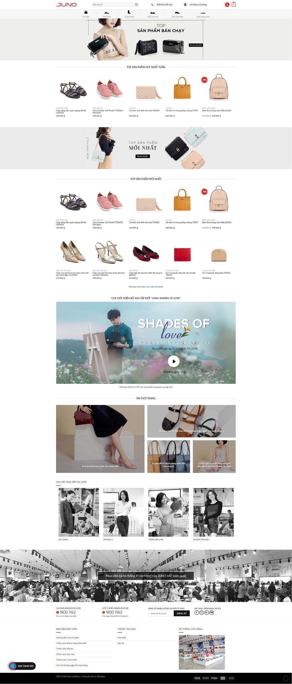 Theme wordpress bán giày dép JUNO siêu đẹp