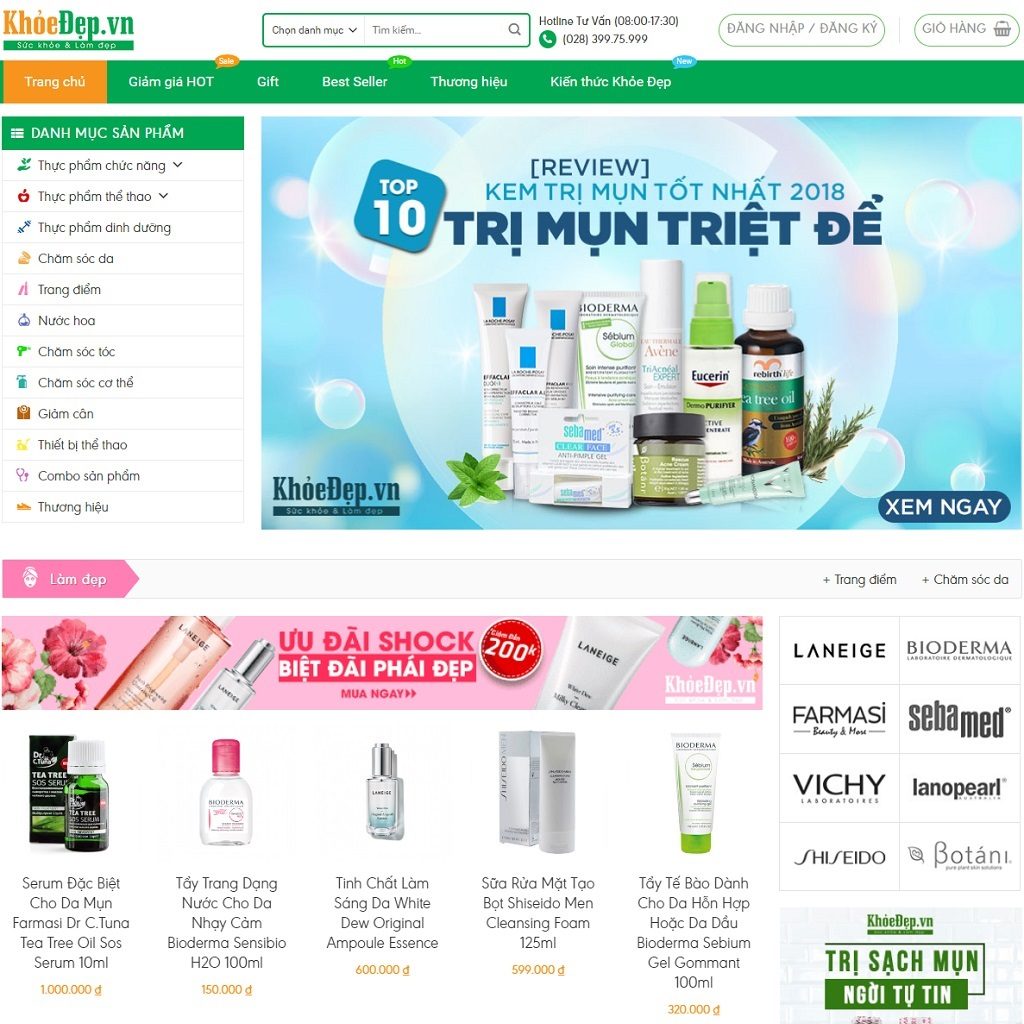 Theme Wordpress mỹ phẩm mẫu số 8