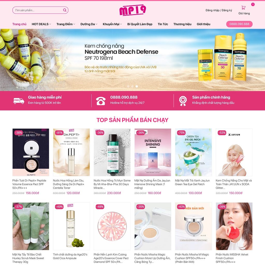 Giao diện Wordpress mỹ phẩm mẫu số 19 - MP19