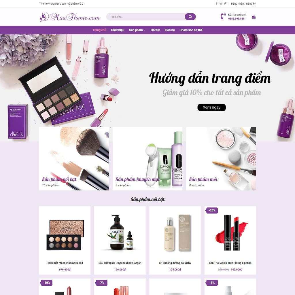 Theme Wordpress mỹ phẩm mẫu số 21