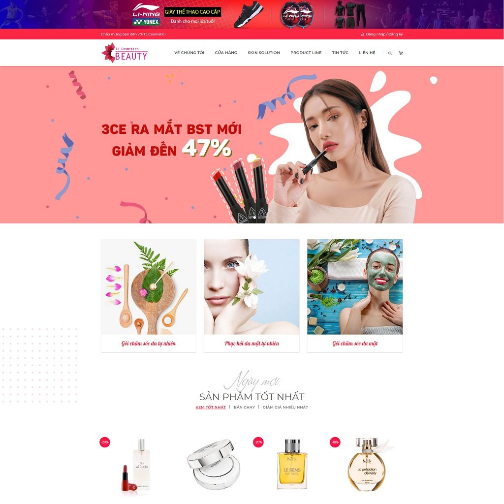 Theme WordPress mỹ phẩm đẹp mẫu số 23 – TL Cosmetic