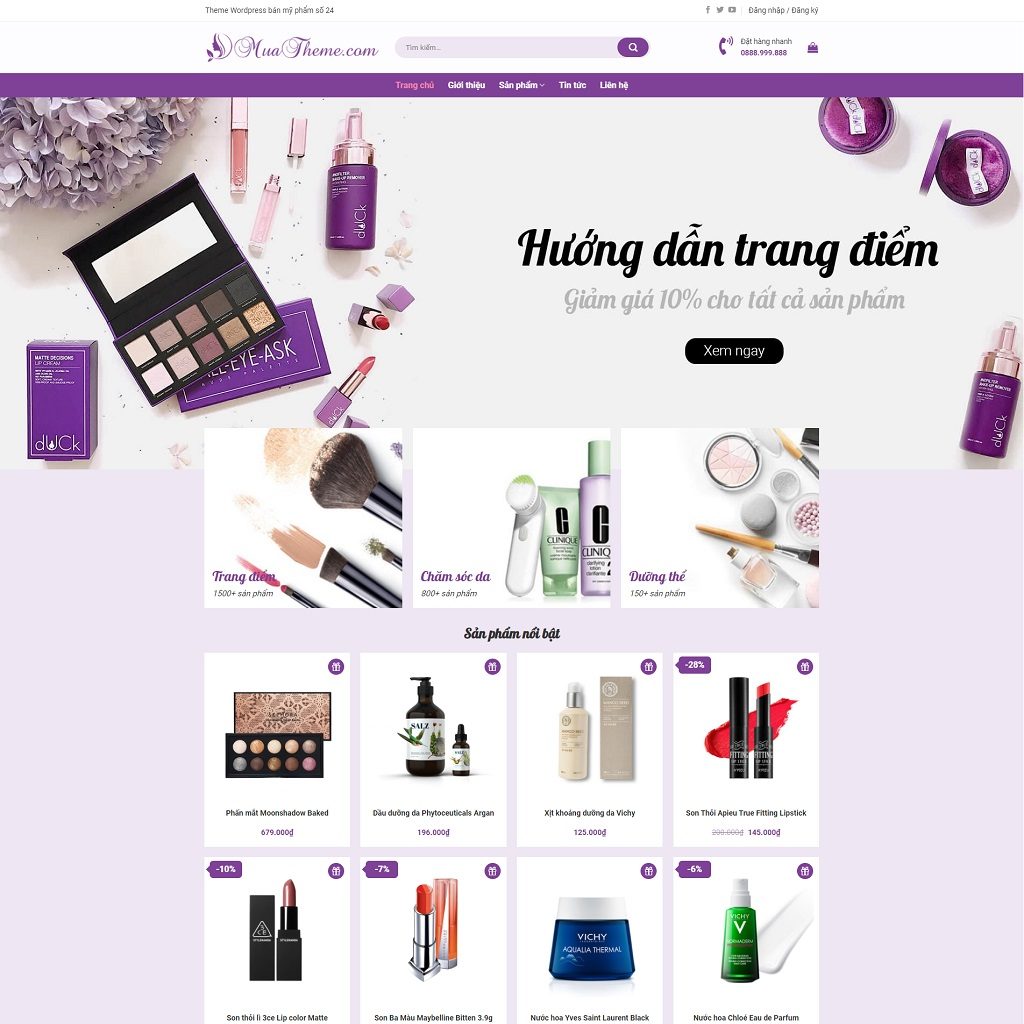 Theme WordPress mỹ phẩm đẹp mẫu số 24