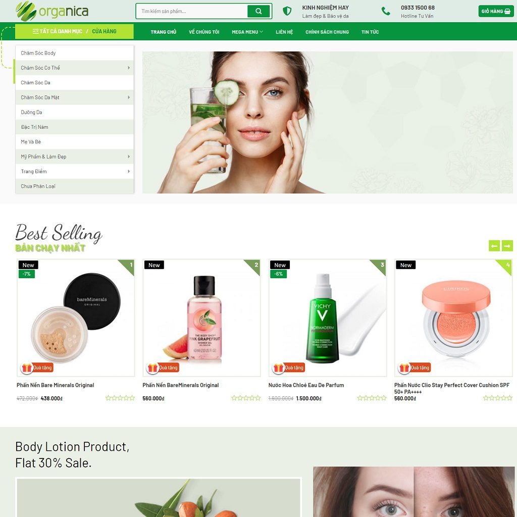 Theme WordPress mỹ phẩm cao cấp mẫu số 25 - Giao diện web