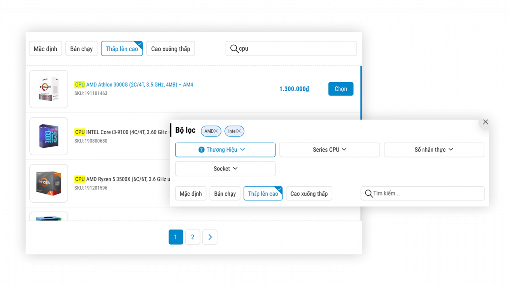 Tìm kiếm, lọc và sắp xếp sản phẩm