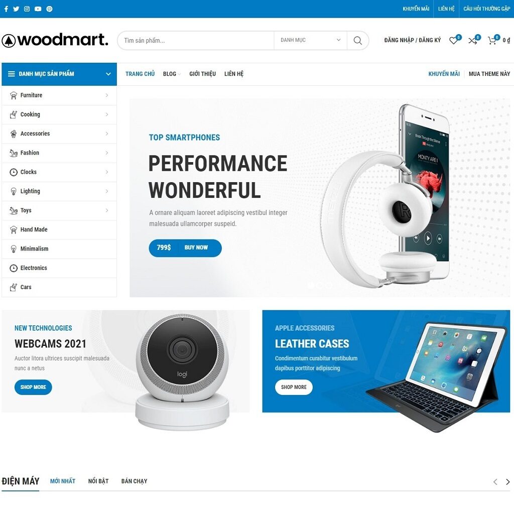 Theme WordPress Elementor điện máy, điện tử mẫu số 1