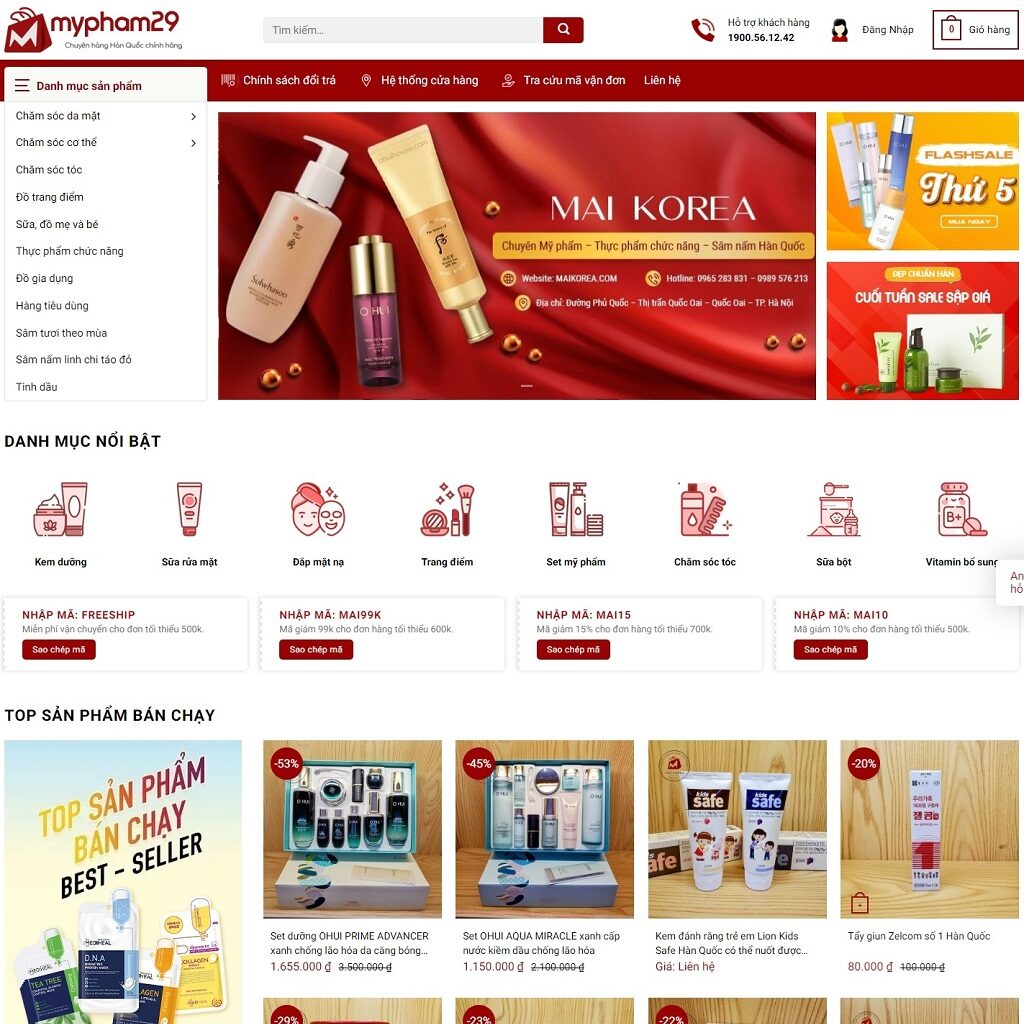 Theme WordPress mỹ phẩm mẫu số 29 - MuaTheme.vn